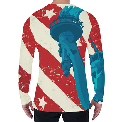 American Statue of Liberty Print Men's Long Sleeve T-Shirt