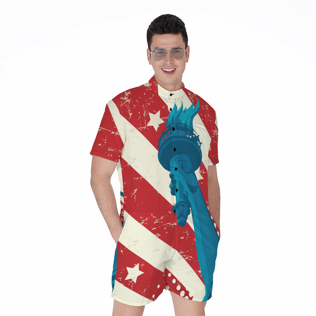 American Statue of Liberty Print Men's Rompers