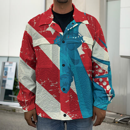 American Statue of Liberty Print Men's Shirt Jacket