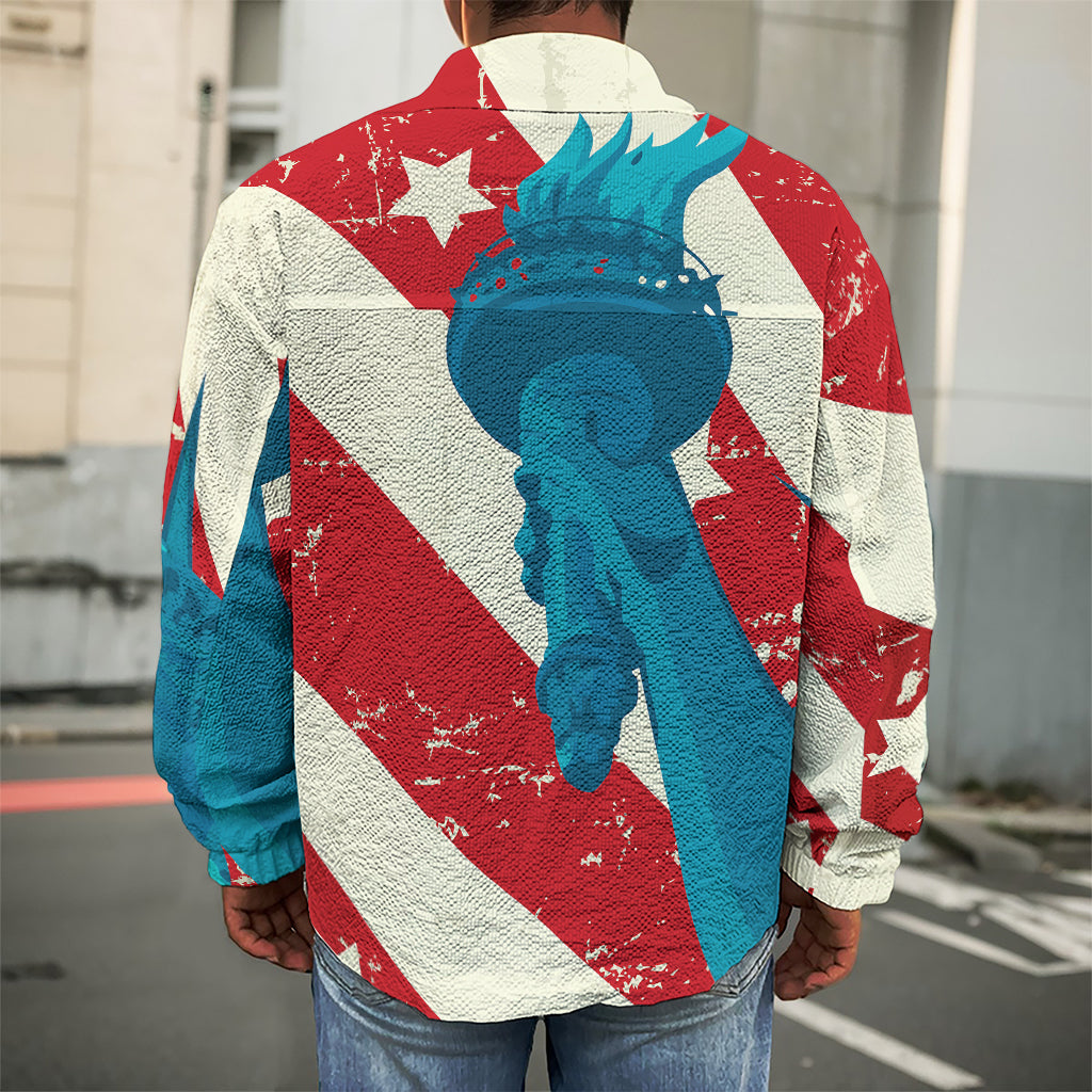 American Statue of Liberty Print Men's Shirt Jacket