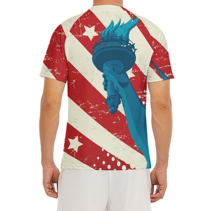American Statue of Liberty Print Men's Short Sleeve Rash Guard