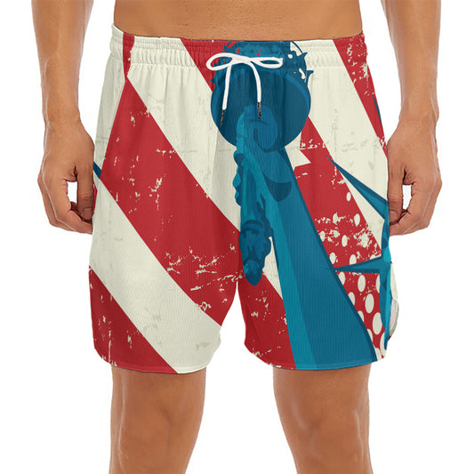 American Statue of Liberty Print Men's Split Running Shorts