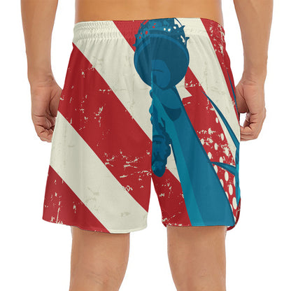 American Statue of Liberty Print Men's Split Running Shorts