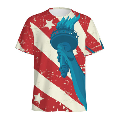 American Statue of Liberty Print Men's Sports T-Shirt