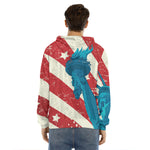 American Statue of Liberty Print Men's Velvet Pullover Hoodie
