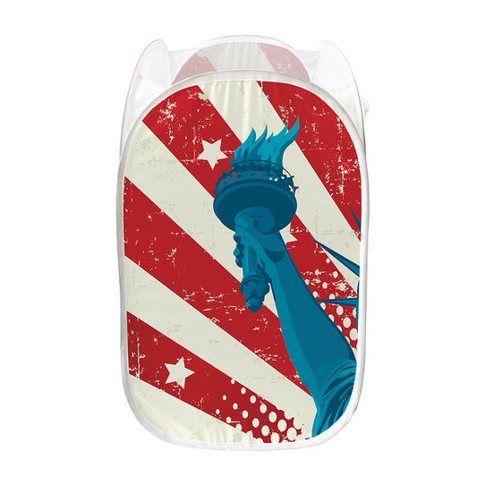 American Statue of Liberty Print Mesh Laundry Hamper