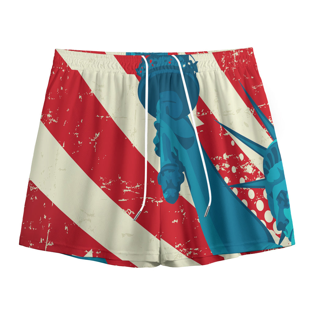 American Statue of Liberty Print Mesh Shorts