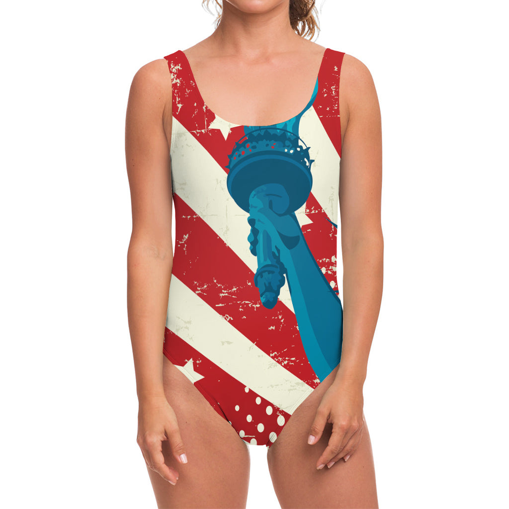 American Statue of Liberty Print One Piece Swimsuit