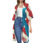 American Statue of Liberty Print Open Front Beach Cover Up