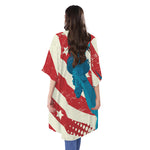 American Statue of Liberty Print Open Front Beach Cover Up