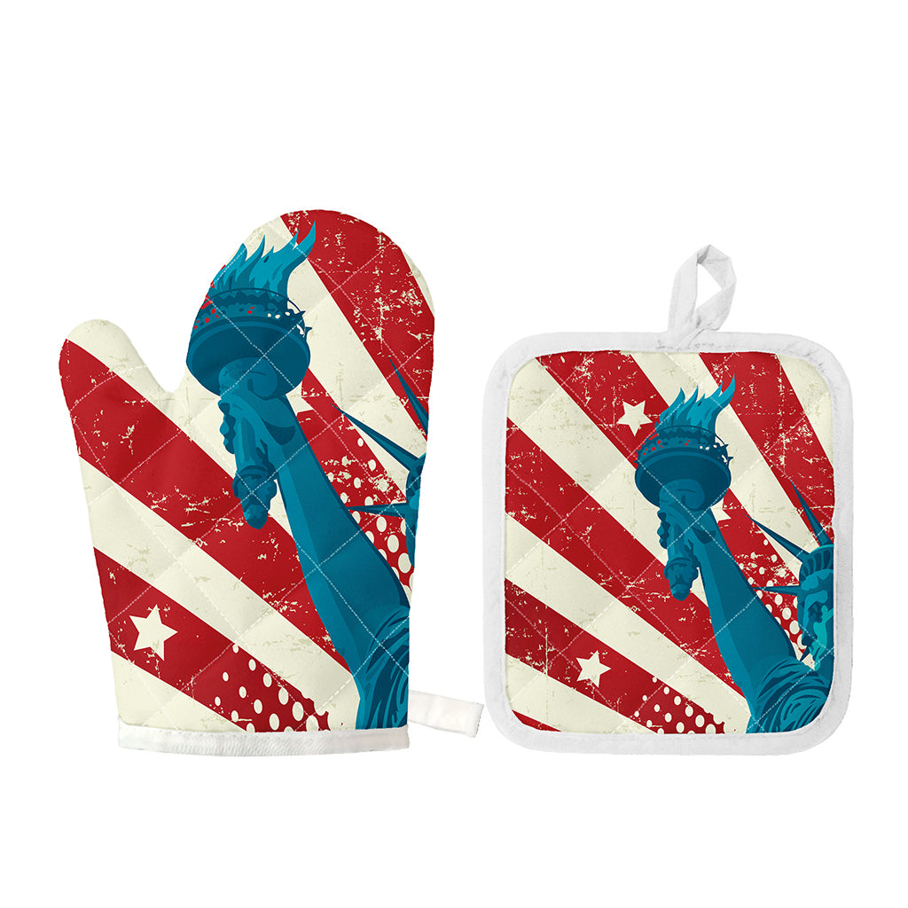 American Statue of Liberty Print Oven Mitt And Pot Holder Set