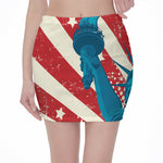 American Statue of Liberty Print Pencil Mini Skirt