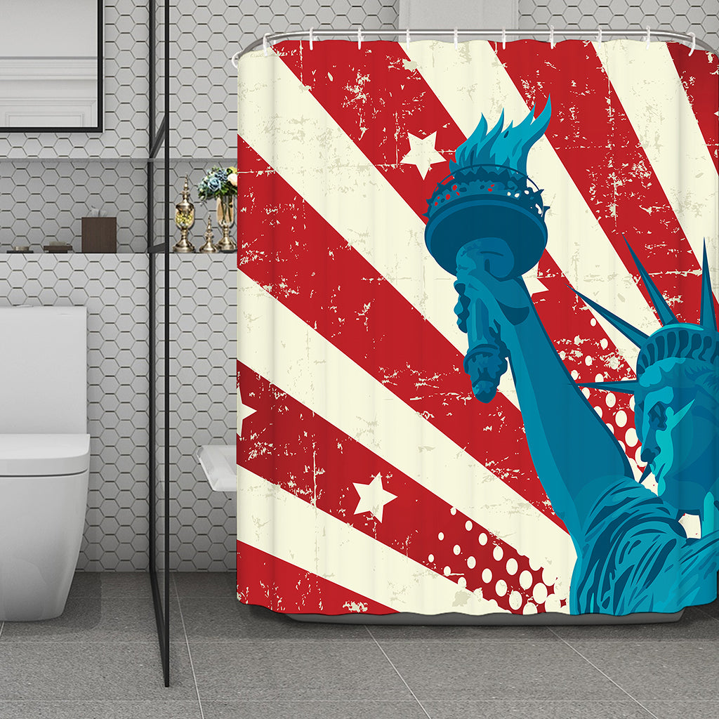 American Statue of Liberty Print Polyester Shower Curtain