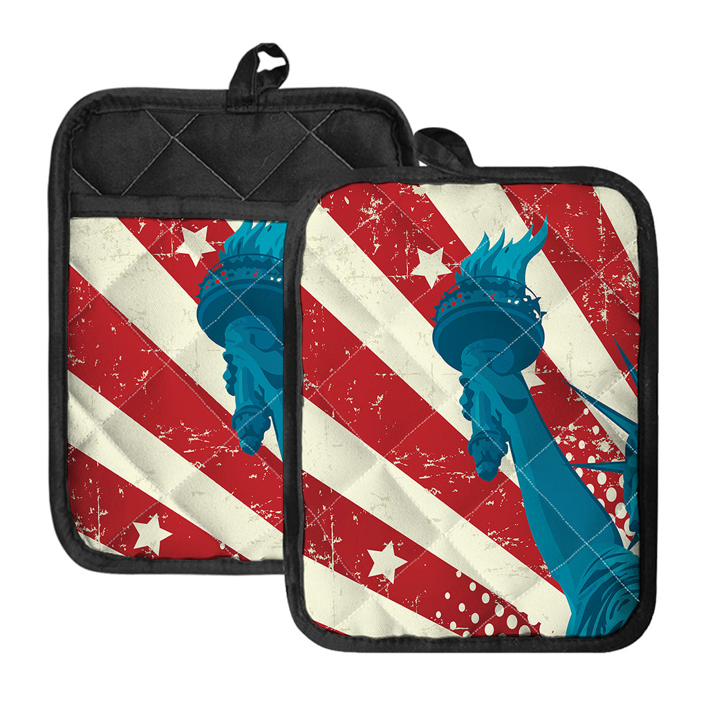 American Statue of Liberty Print Pot Holders With Pocket