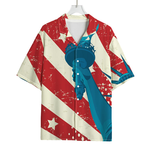 American Statue of Liberty Print Rayon Hawaiian Shirt