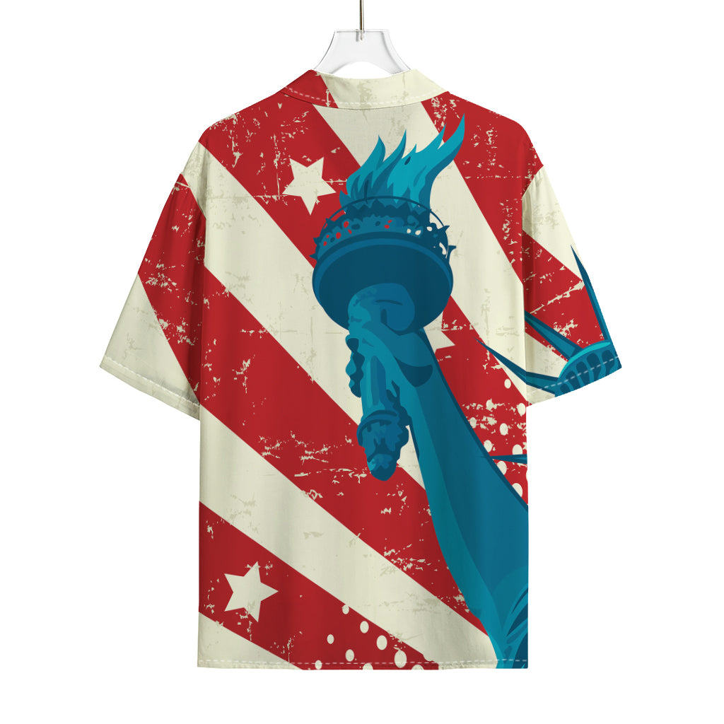 American Statue of Liberty Print Rayon Hawaiian Shirt