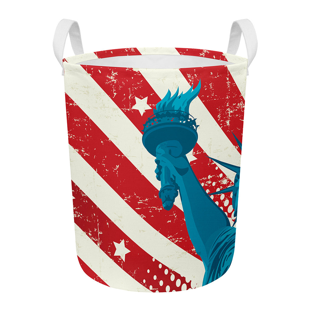 American Statue of Liberty Print Round Laundry Basket