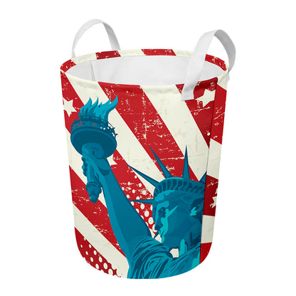 American Statue of Liberty Print Round Laundry Basket