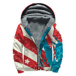 American Statue of Liberty Print Sherpa Lined Zip Up Hoodie