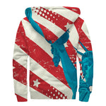 American Statue of Liberty Print Sherpa Lined Zip Up Hoodie