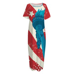 American Statue of Liberty Print Short Sleeve Long Nightdress