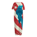 American Statue of Liberty Print Short Sleeve Long Nightdress
