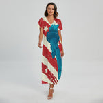 American Statue of Liberty Print Short Sleeve Maxi Dress
