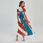 American Statue of Liberty Print Short Sleeve Maxi Dress