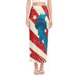 American Statue of Liberty Print Side Slit Maxi Skirt
