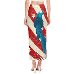 American Statue of Liberty Print Side Slit Maxi Skirt