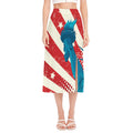 American Statue of Liberty Print Side Slit Midi Skirt