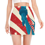 American Statue of Liberty Print Side Slit Mini Skirt