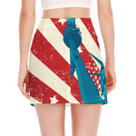 American Statue of Liberty Print Side Slit Mini Skirt