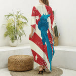 American Statue of Liberty Print Silk V-Neck Kaftan Dress