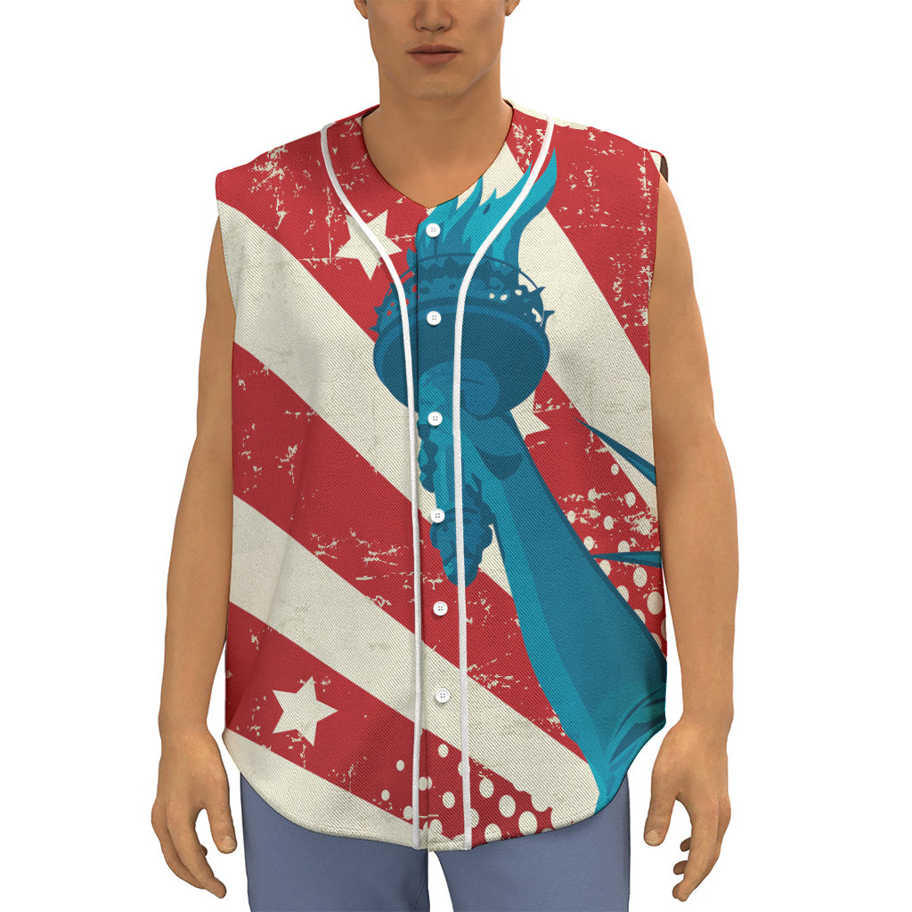 American Statue of Liberty Print Sleeveless Baseball Jersey