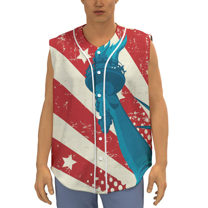 American Statue of Liberty Print Sleeveless Baseball Jersey