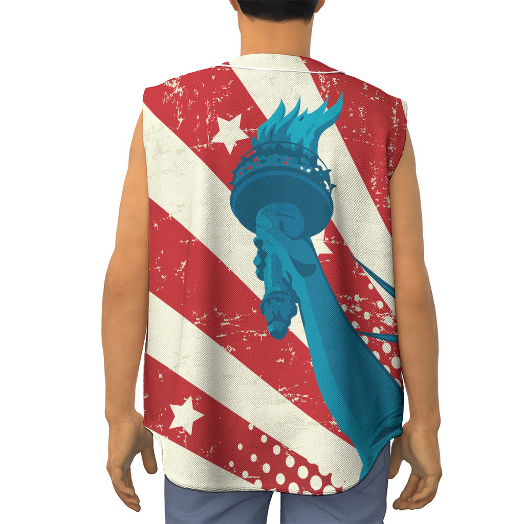 American Statue of Liberty Print Sleeveless Baseball Jersey