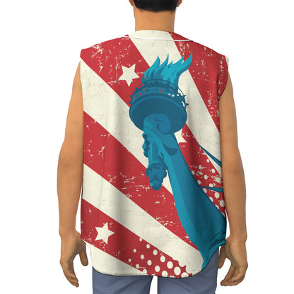 American Statue of Liberty Print Sleeveless Baseball Jersey