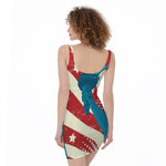 American Statue of Liberty Print Sleeveless Bodycon Dress