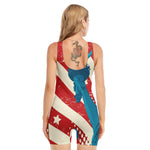 American Statue of Liberty Print Sleeveless One Piece Swimsuit