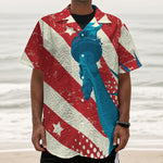 American Statue of Liberty Print Textured Short Sleeve Shirt