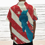 American Statue of Liberty Print Textured Short Sleeve Shirt