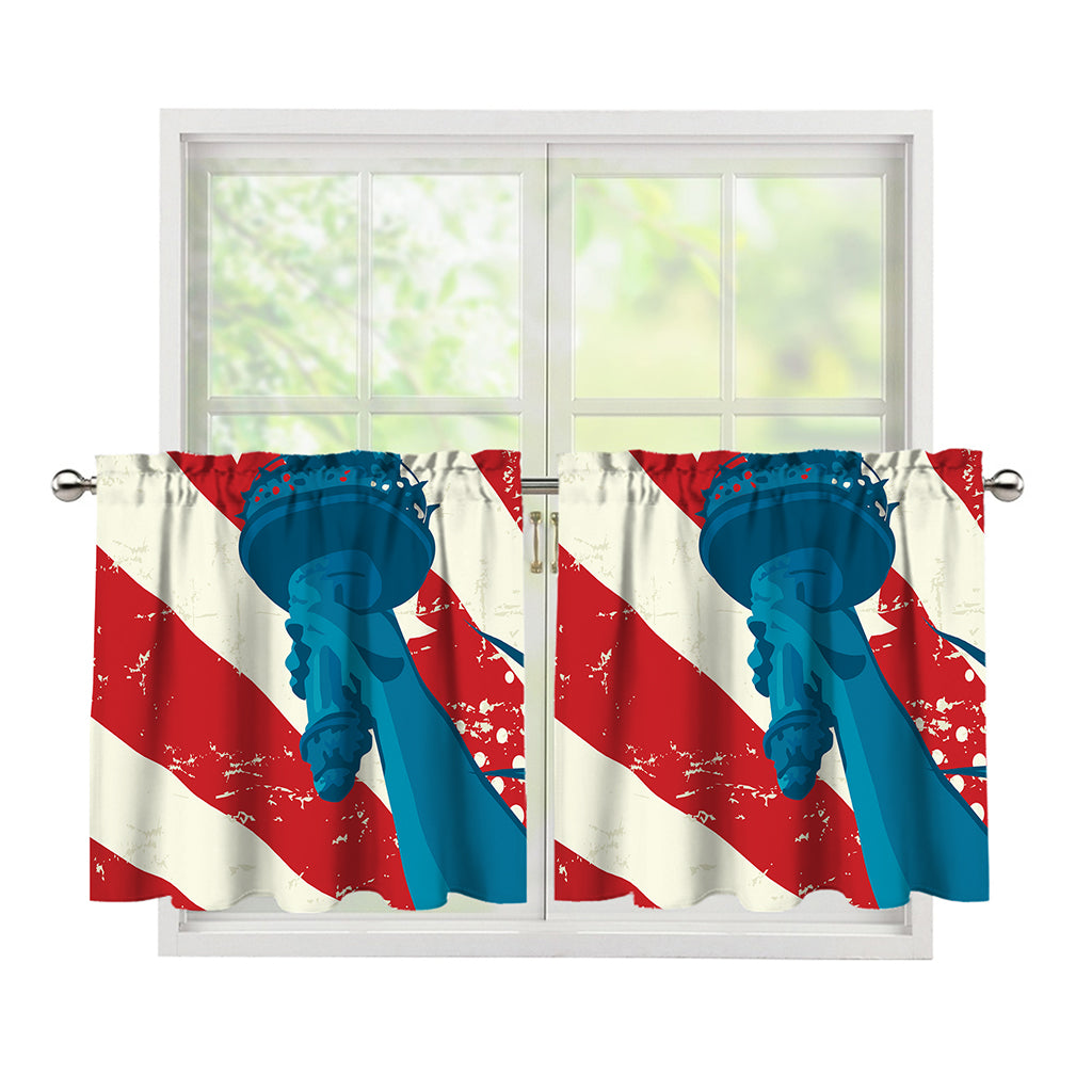 American Statue of Liberty Print Tier Curtains
