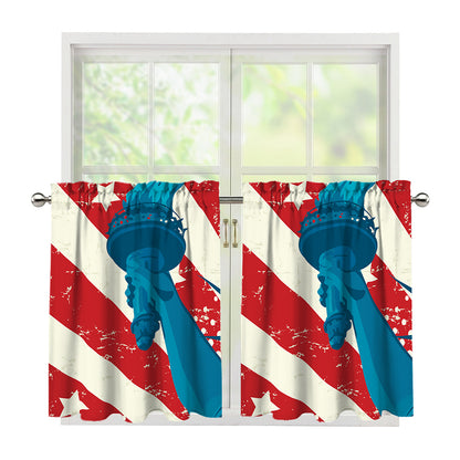 American Statue of Liberty Print Tier Curtains