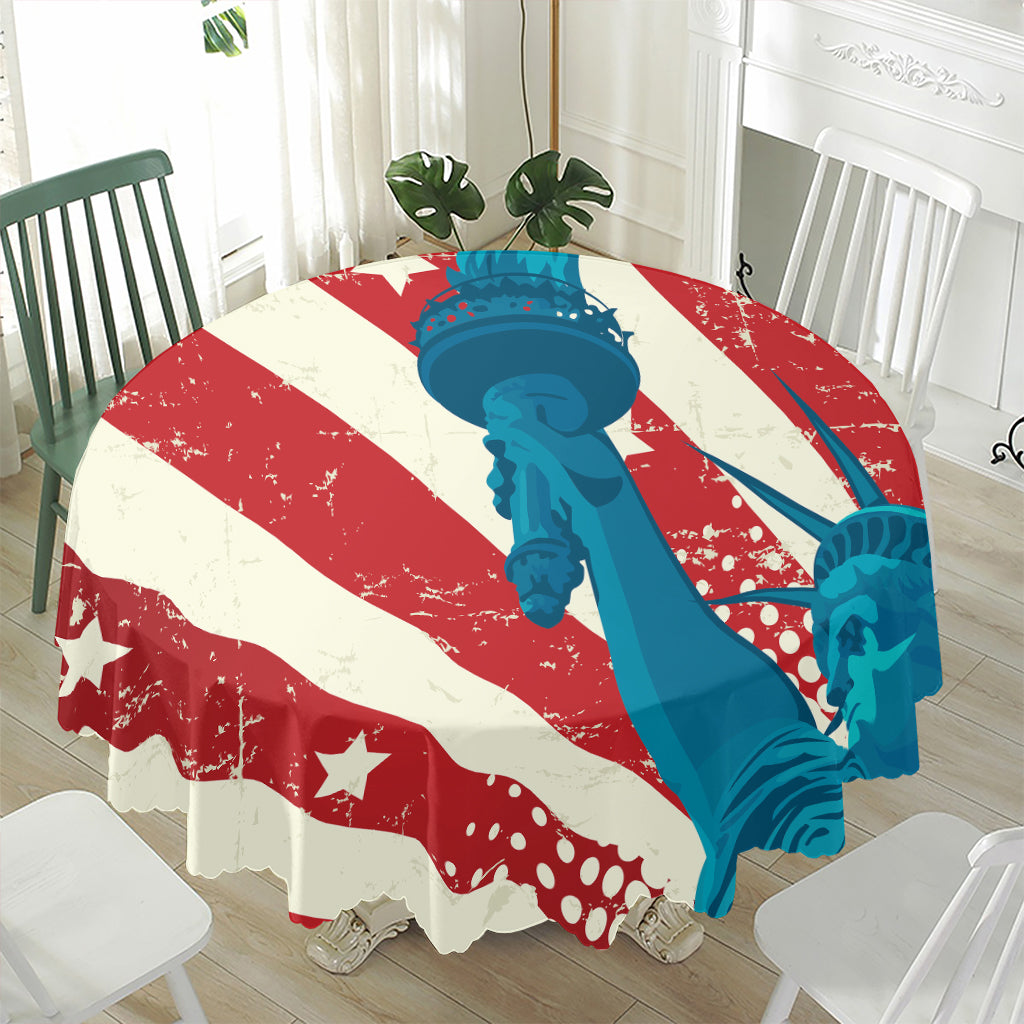 American Statue of Liberty Print Waterproof Round Tablecloth