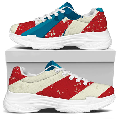 American Statue of Liberty Print White Chunky Shoes