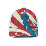 American Statue of Liberty Print White Mesh Trucker Cap
