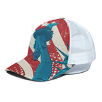 American Statue of Liberty Print White Mesh Trucker Cap