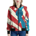American Statue of Liberty Print Women's Bomber Jacket