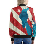 American Statue of Liberty Print Women's Bomber Jacket